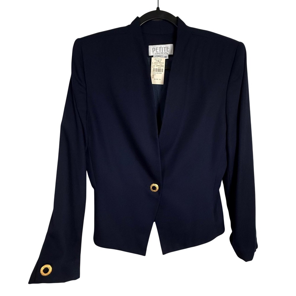 Petite Sophisticate Blue Gold Blazer Jacket Vintage 90s NWT Modern Size 6/8 - Picture 3 of 12